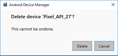 Delete device dialog