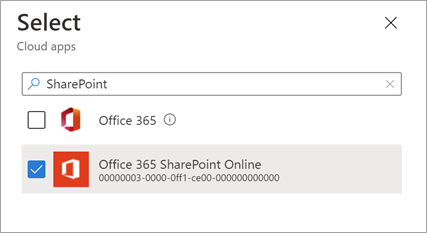 SharePoint 앱 선택