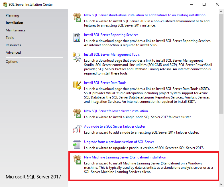 독립 실행형 Machine Learning Server 설치