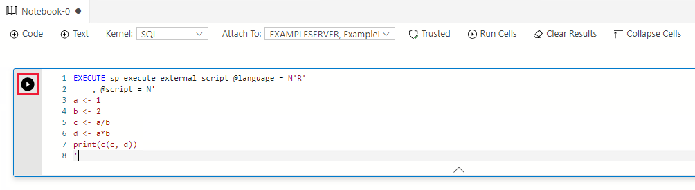 Azure Data Studio SQL Notebook R 코드 실행