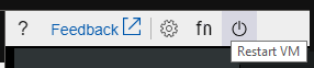도구 모음에 표시된 VM 다시 시작 단추의 스크린샷