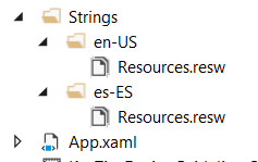 영어 및 스페인어 리소스 문자열 폴더