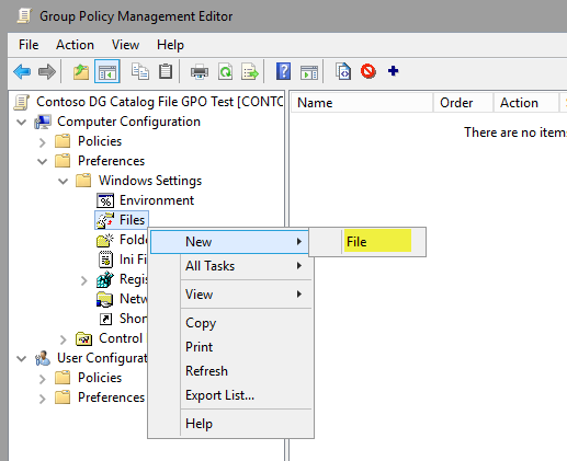 그룹 정책 관리 편집기, 새 파일.