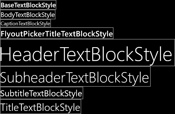 Windows 10 앱에 대한 시스템 textblock 스타일