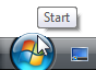 infotip이 있는 Windows 시작 단추의 스크린샷 