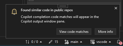 Notification of Public Code Match