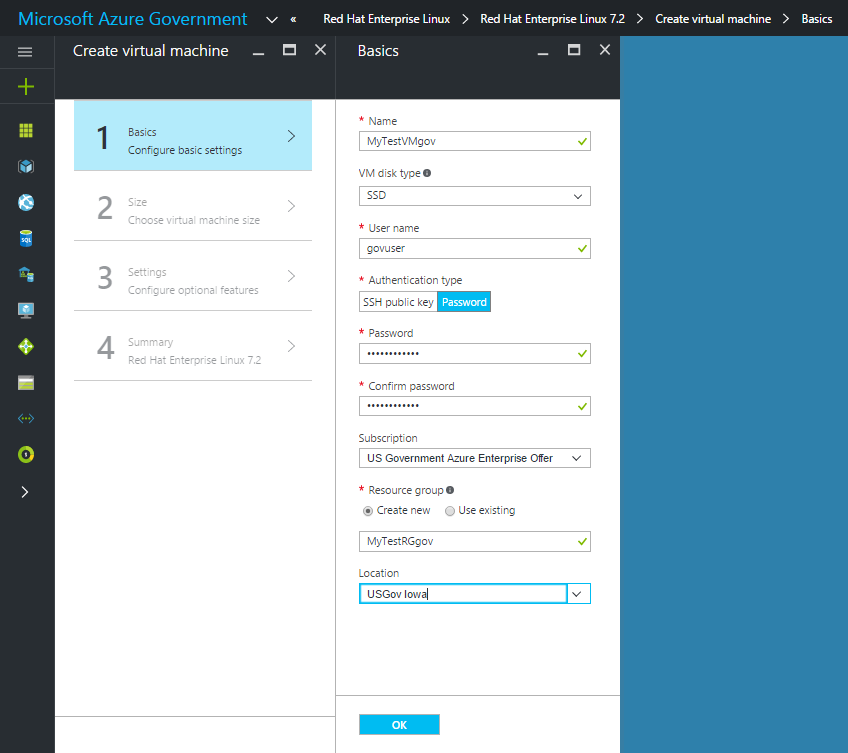 Screenshot shows the Basics window with example parameters entered.