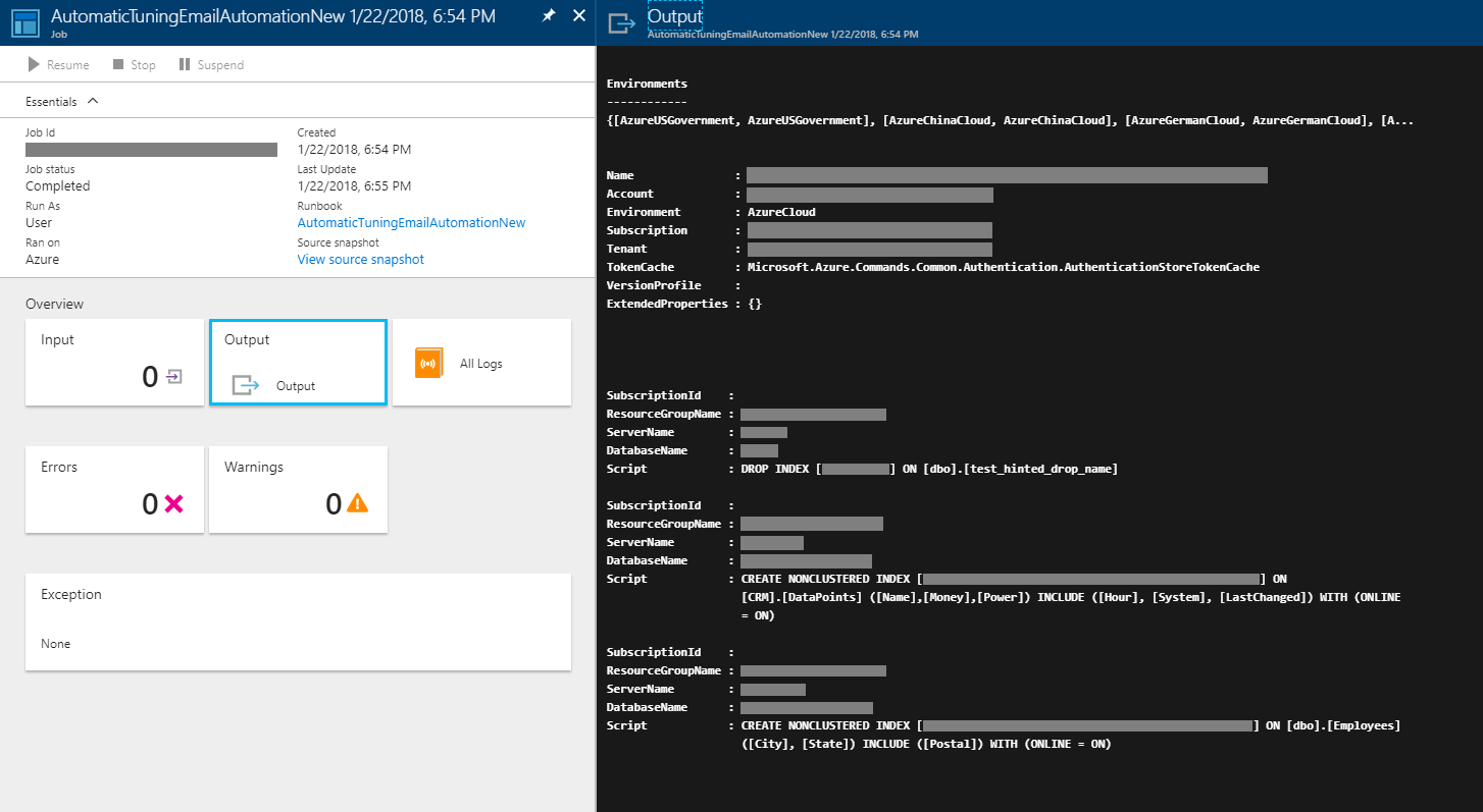 Uruchamianie zaleceń dotyczących automatycznego dostrajania w usłudze Azure Automation