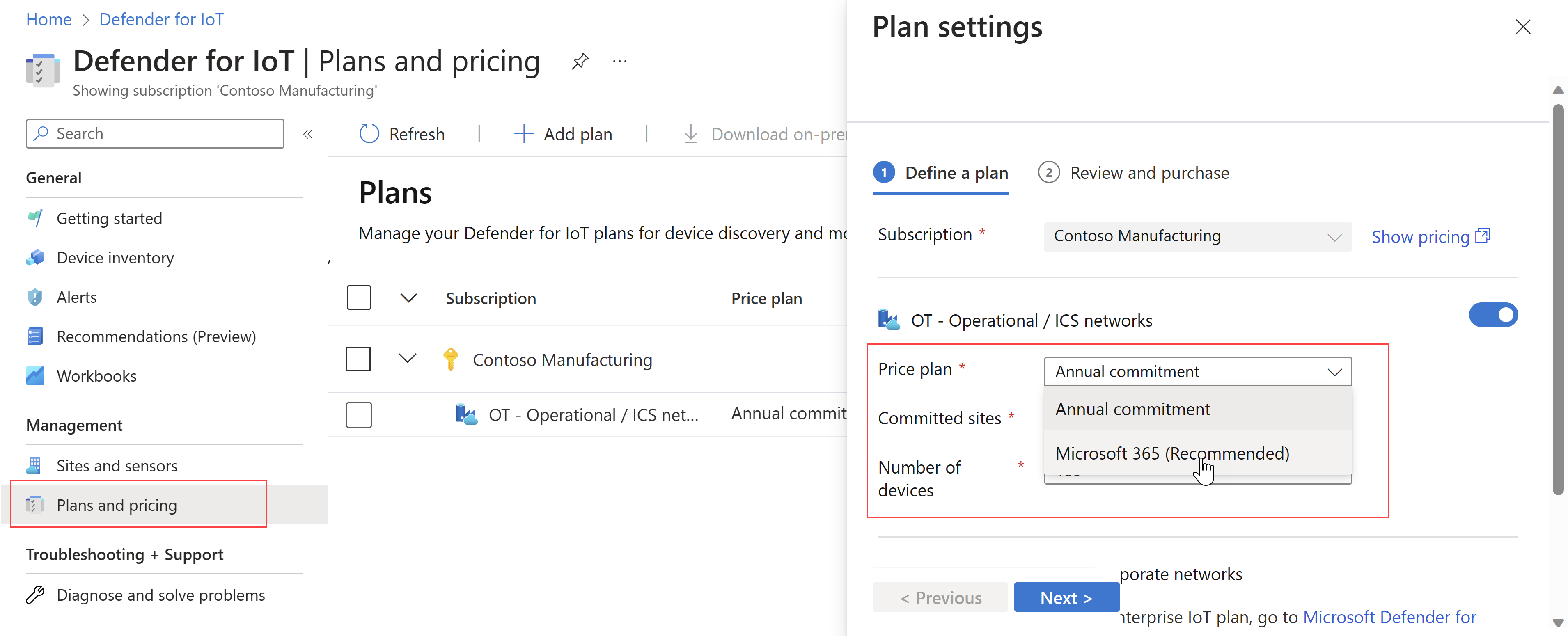 Zrzut ekranu przedstawiający aktualizowanie planu cenowego do platformy Microsoft 365.