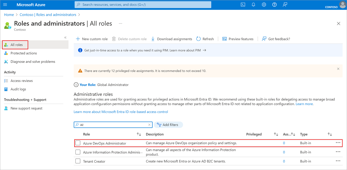 Sprawdzanie ról i administratorów firmy Microsoft