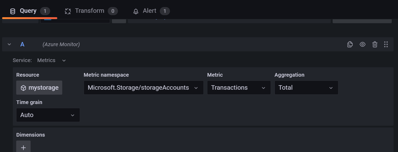 Zrzut ekranu przedstawiający wystąpienie narzędzia Grafana. Kwerendy.