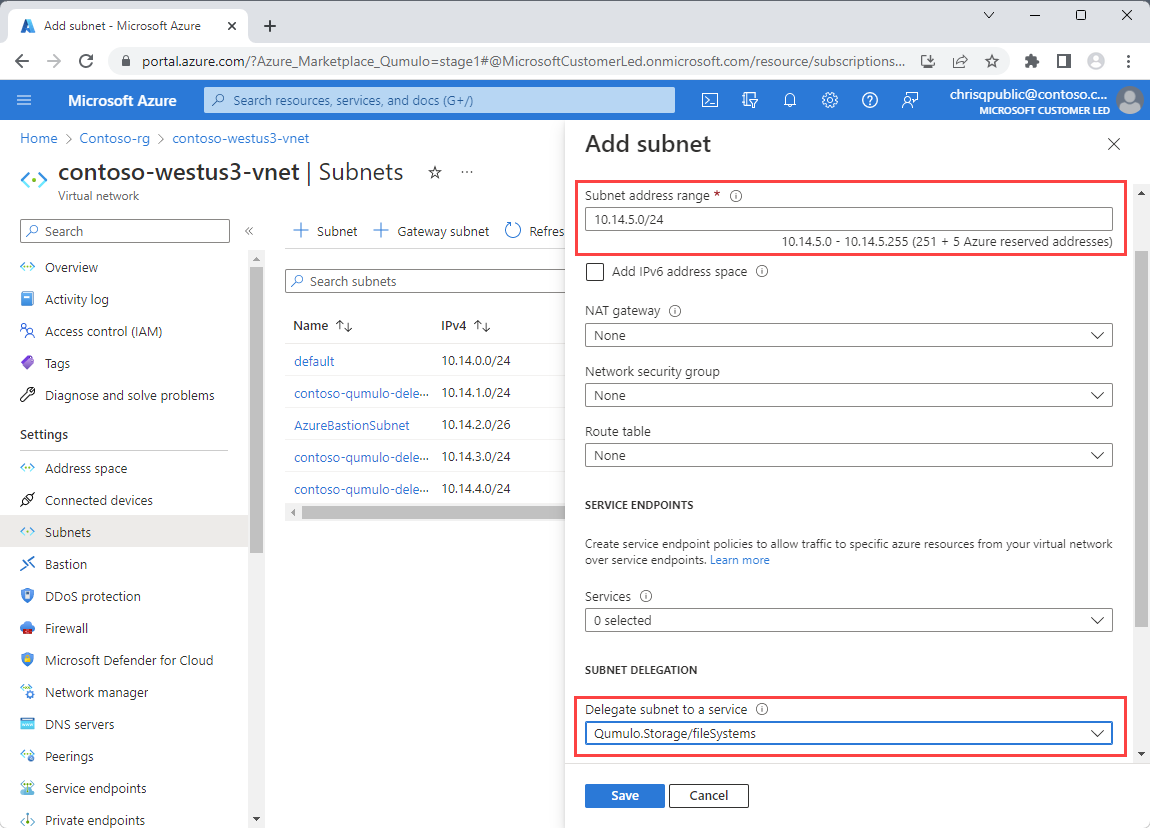 Screenshot that shows virtual network properties in the Azure portal.