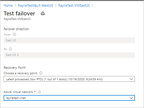 Strona Testowania ustawień trybu failover