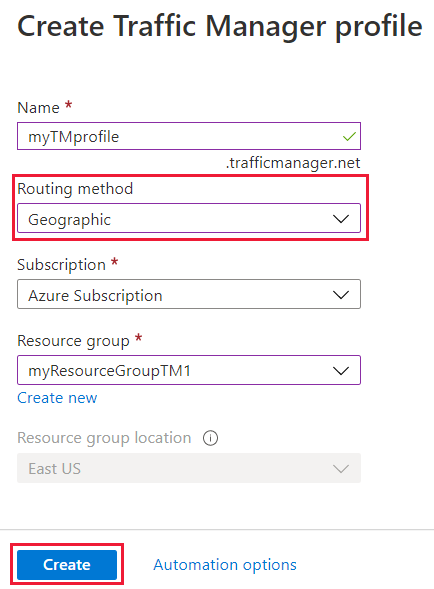 Tworzenie strony profilu usługi Traffic Manager