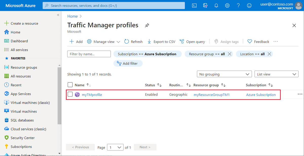 Lista geograficzna usługi Traffic Manager