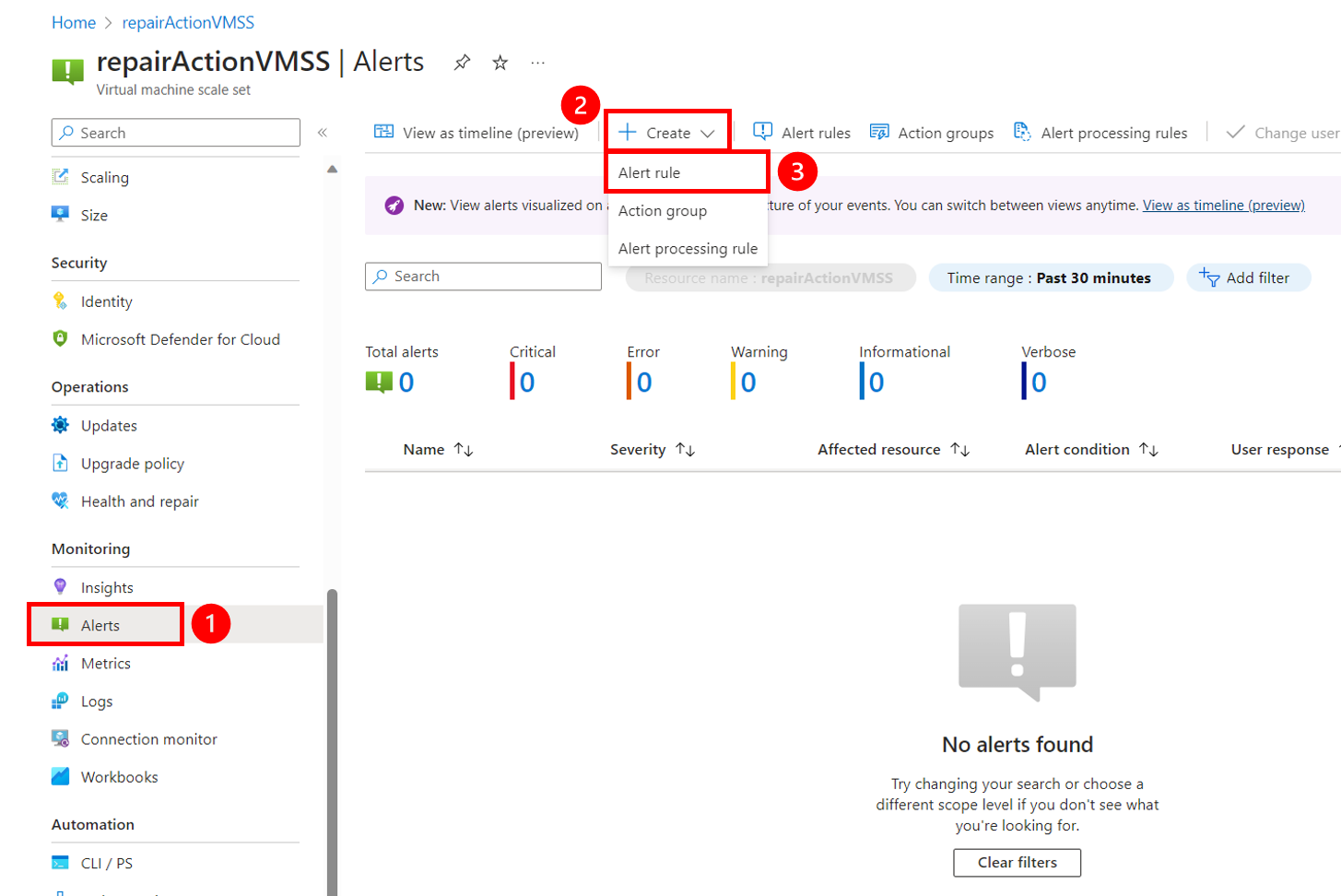 Tworzenie alertu monitorowania w witrynie Azure Portal