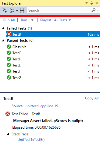 Zrzut ekranu przedstawiający Eksploratora testów.