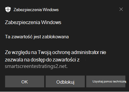 Zabezpieczenia Windows powiadomienia o ochronie sieci.