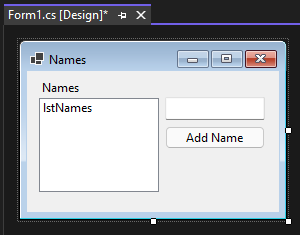 Projektant programu Visual Studio 2022 z otwartym formularzem formularzy systemu Windows dla platformy .NET.