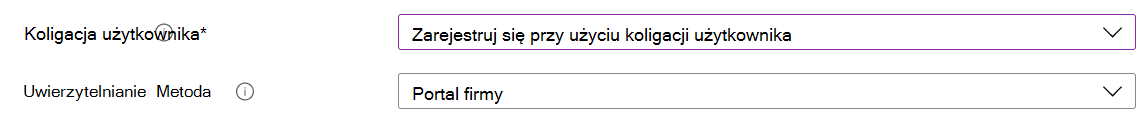 W centrum administracyjnym usługi Intune i usłudze Microsoft Intune zarejestruj urządzenia z systemem iOS/iPadOS przy użyciu automatycznej rejestracji urządzeń (ADE). Wybierz pozycję Zarejestruj z koligacją użytkownika i użyj aplikacji Portal firmy do uwierzytelniania.