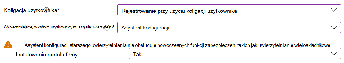 W centrum administracyjnym usługi Intune i usłudze Microsoft Intune zarejestruj urządzenia z systemem iOS/iPadOS przy użyciu programu Apple Configurator. Wybierz pozycję Zarejestruj z koligacją użytkownika, użyj Asystenta ustawień do uwierzytelniania i zainstaluj aplikację Portal firmy.