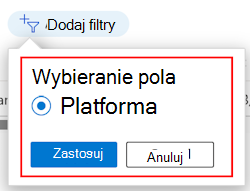 Zrzut ekranu przedstawiający filtrowaną listę filtrów według platformy w usłudze Microsoft Intune.