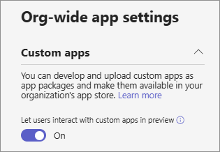 Screenshot showing the org-wide custom app settings.