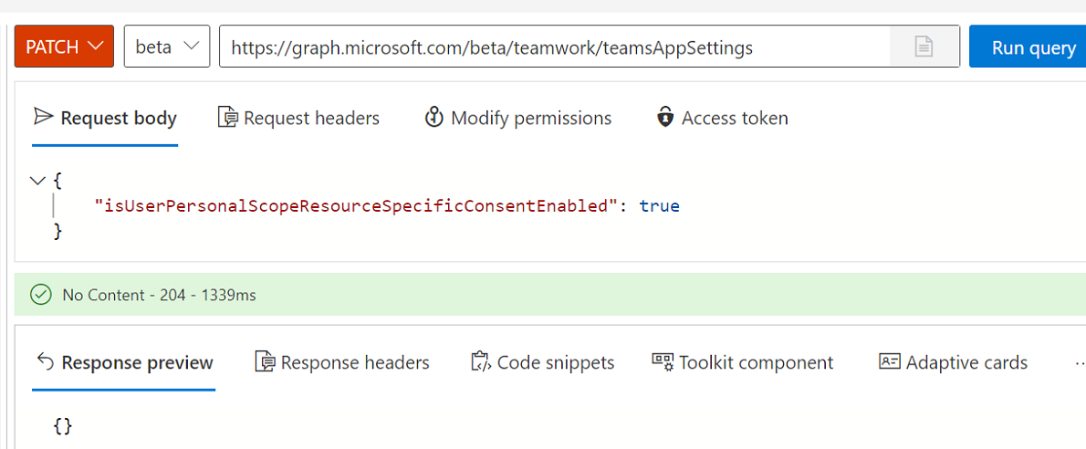 The screenshot shows the Graph RSC user configuration.