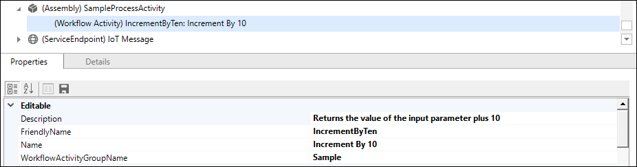 Save workflow activity properties.