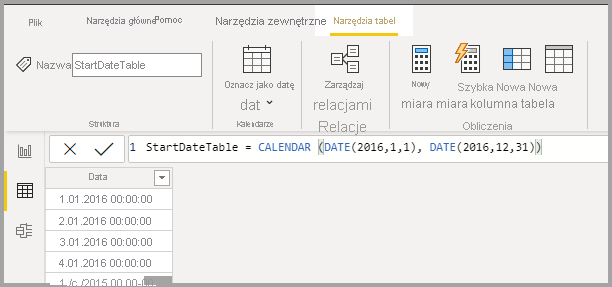 Screenshot that shows the first table.