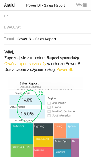 Annotated report in email