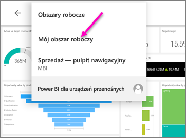 Screenshot shows the breadcrumb menu on an Android tablet with My Workspace called out.