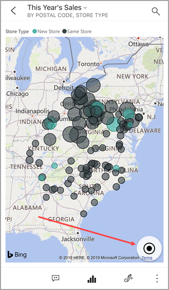 Screenshot of a map, showing the center map of your current location of Alabama.