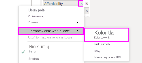 Background color or Font color in conditional formatting menu