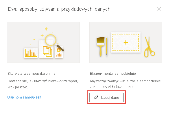 Zrzut ekranu przedstawiający dwa sposoby użycia przykładowych danych Ładuj dane > .