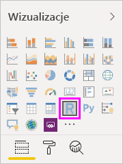 Screenshot of the Visualization pane, highlighting the R Visual icon.