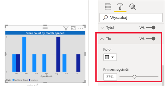 Screenshot of the clustered column chart with background color updated.