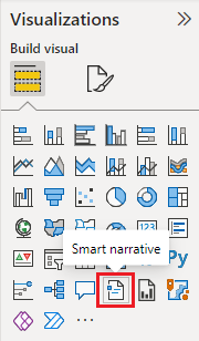 Screenshot showing the Visualizations pane with the Smart narrative icon selected.