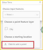 Zrzut ekranu przedstawia pozycję Kliknij, aby dodać punkt wybrany w okienku Czas jazdy.