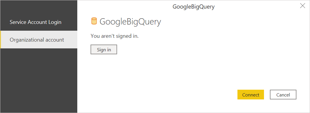 Zaloguj się do usługi Google BigQuery.