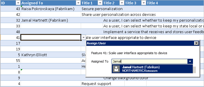 Assign User dialog