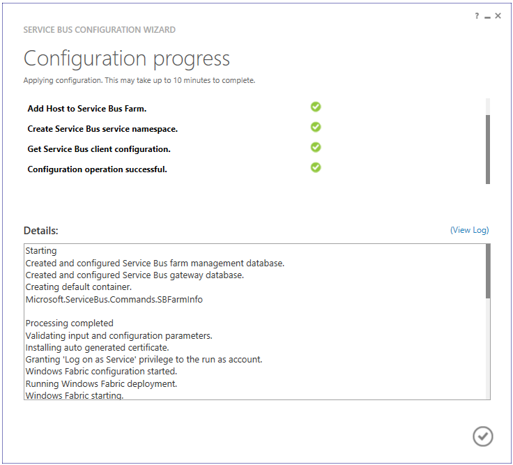 Service Bus Configuration Wizard