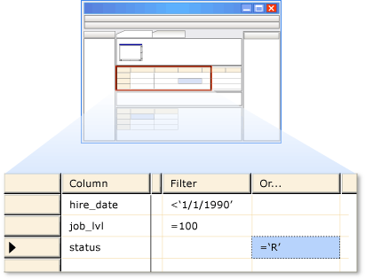 The WHERE clause in the Criteria Pane