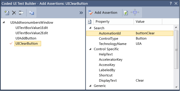 Coded UI test properties