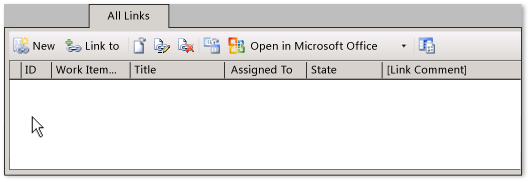 Example of links control added to a work item form