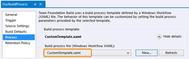 CustomTemplate wybrany w definicji kompilacji