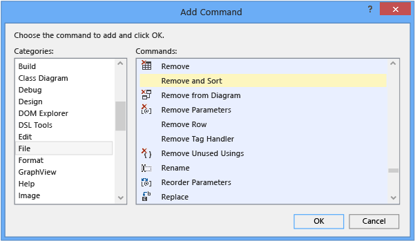 Polecenie Okno dialogowe dodawania w programie Visual Studio