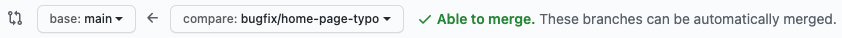 Screenshot of GitHub confirming that the branch can be merged.