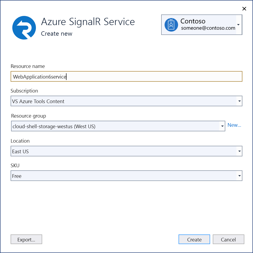 Nowe wystąpienie usługi Azure SignalR Service