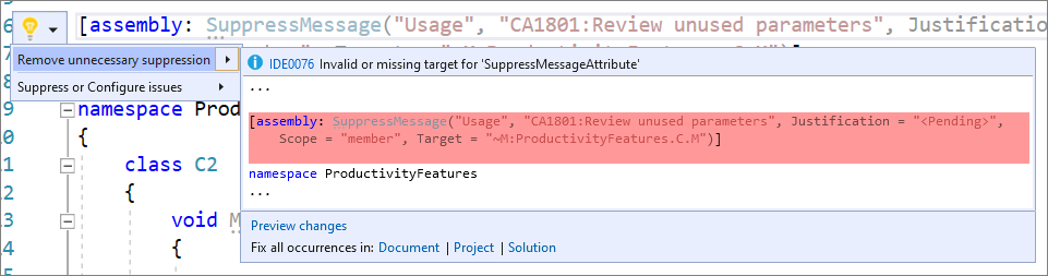 Usuwanie niepotrzebnych obiektów SuppressMessageAttributes